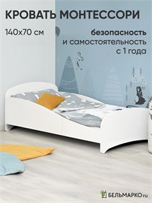 {{photo.Alt || photo.Description || 'Кровать детская с бортиком Монтессори, 140х70, "Momal Twin" белая'}}