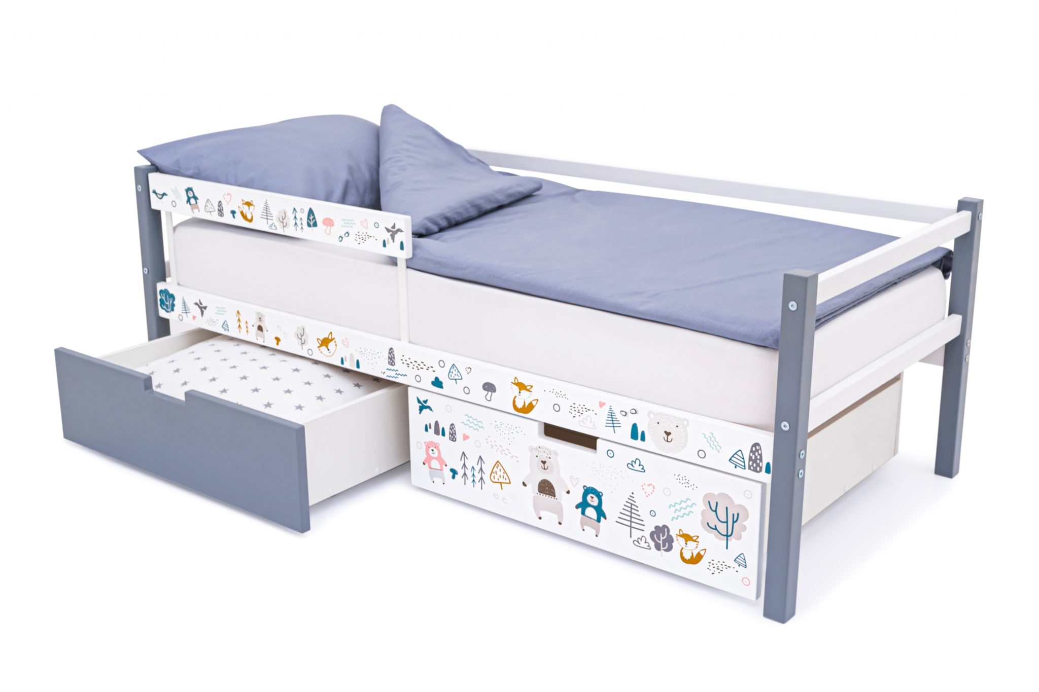 Детская кровать без ящиков с бортиком